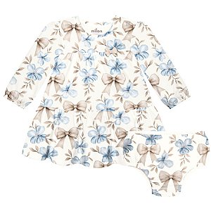 Vestido Infantil Milon Floral Manga Longa