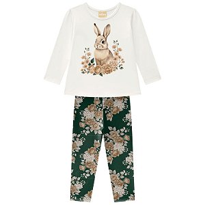 Conjunto Infantil Milon Inverno Coelhinho Floral
