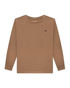 Camiseta Infantil Manga Longa Onda Marinha Bege