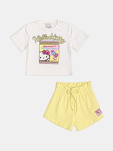 Conjunto Infantil Momi Hello Kitty Off White e Amarelo