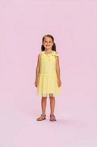 Vestido Infantil Mon Sucré Amarelo com Tule