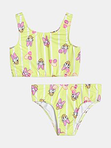 Biquíni Infantil Margarida Listrado Verde Rosa
