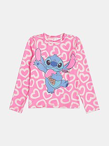 Camiseta Praia Infantil Stitch Manga Longa