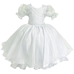 Vestido Infantil Branco com Renda