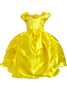 Vestido Infantil Amarelo Princesa Bela e a Fera