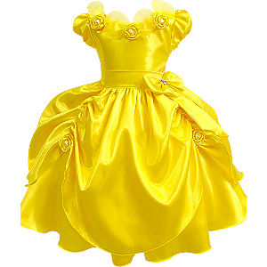 Vestido Infantil Princesa Bela e a Fera Amarelo