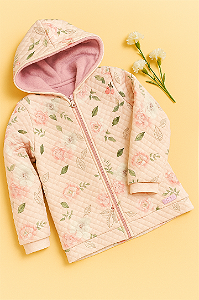 Jaqueta Estampada Com Pelo Rosa