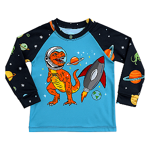 Camiseta Térmica Bebê Dinossauro Azul
