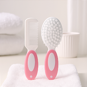 Kit Escova e Pente de Bebê Rosa