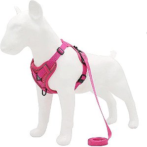FitBest Peitoral reflexivo para cães e gatos, colete ajustável de malha respirável macio acolchoado com coleira sem puxar