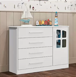 Comoda Peroba Charlo 1 Pt - Branco Brilho