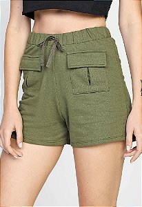 Shorts em sarja com amarração