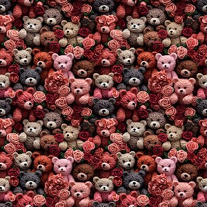 D448 - Ursinhos com Rosas Vermelhas