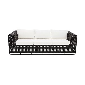 Sofá 3 Lugares Fúcsia Fibra Sintética e Alumínio