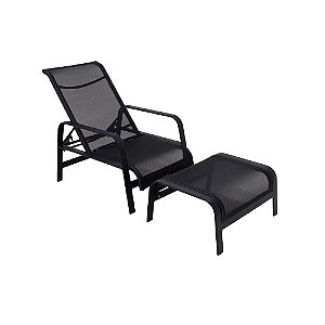 Mini Espreguiçadeira Lótus com Puff em Tela Sling