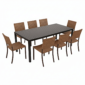 Jogo de Mesa Margarida com 8 Cadeiras Fibra Sintética