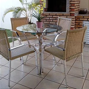 Jogo de Mesa e cadeira de alumínio e fibra sintética Girassol – Aicasa