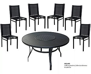 Conjunto de mesa giratória com 6 cadeiras