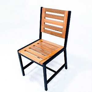 Cadeira Afelandra sem Braço de Madeira e Alumínio