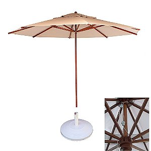 Ombrelone Central em Madeira 3,00m de Diâmetro com Base