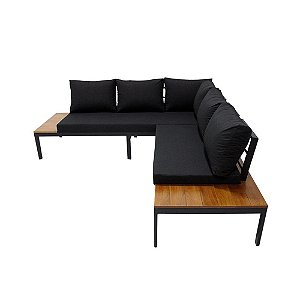 Sofá Em L Indoor & Outdoor em Alumínio e Madeira