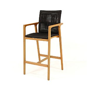 Banqueta Palmeira de Madeira e Corda Náutica