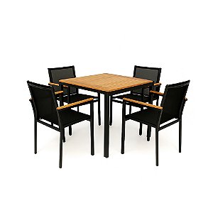 Conjunto de Mesa Perpétua Quadrada com 6 Poltronas