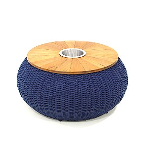 Mesa de Centro com Champanheira em Corda Náutica e Alumínio