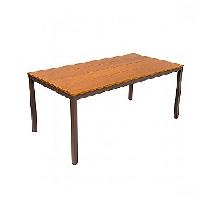 Mesa Retangular de Alumínio com Tampo em Madeira 3,00m x 1,00m