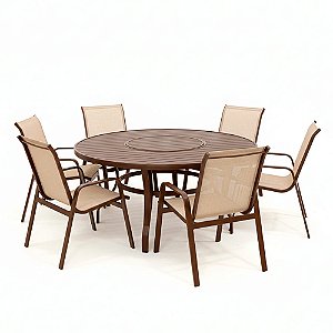 Conjunto de mesa Lótus Giro Interno com 6 Cadeiras