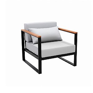 Poltrona Bogarim em Alumínio Com Braço de Madeira