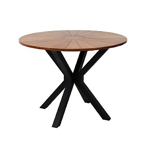 Mesa 1,00m com Tampo em Madeira e Pé em X