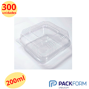 300 Unid Embalagem Pote Doce Quadrado com Tampa Articulada Packform® PF-641 Caixa Fechada