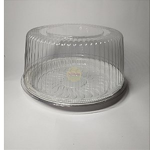 25 Unid Embalagem Redonda para Mini Bolo Torta Tampa Alta Base Branca Sanpack S 32A