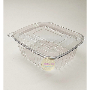 200 Unid Embalagem Pote Retangular 500ml com Tampa Articulada Packform® PF 90 Caixa Fechada