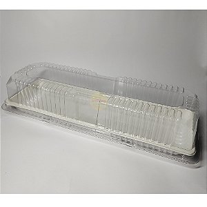 100 Unid Embalagem Retangular com Tampa Para Fatia de Torta Bolo Sanpack® S 63 Caixa fechada