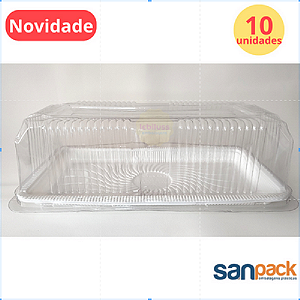 10 Unid Embalagem Retangular Grande P/ Tortas Bolos Sanpack S 65