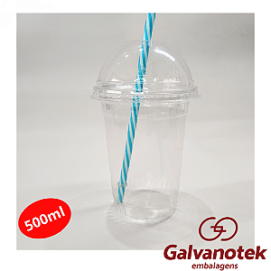 150 unid Copo 500ml com Tampa Bolha com Furo - Galvanotek® G 850