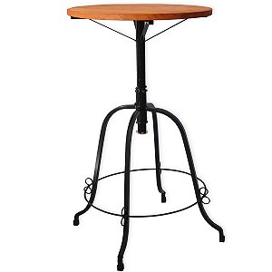 Mesa Tampo 50 cm Bistrô Alta Ferro e Madeira