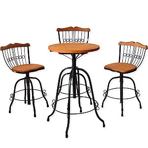 Mesa Bistrô tampo 50 Cm com 3 Banquetas Reguláveis