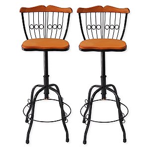 Kit 2 Banquetas 70 Cm Ferro Madeira Alta Cozinha Americana
