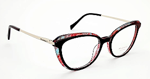 Óculos feminino redondo, vermelho e azul - Hickmann