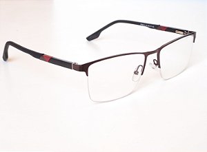 Óculos masculino quadrado preto e vermelho