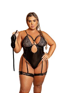 Body Plus Size Feminino Mascarada Sexy Com Perneira E Venda