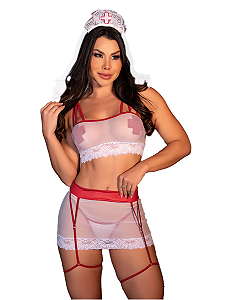 Conjunto De Lingerie Erótica Enfermeira Médica Fantasia