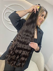 Cabelo Brasileiro do Sul Ondulado Castanho Médio 75cm 246g