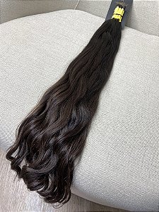 Cabelo Brasileiro Ondulado Pontas Castanho Claro 65cm 148g (Fio de criança)