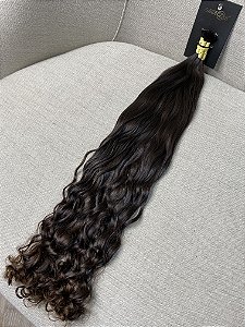 Cabelo Brasileiro Cacheado Pontas Loiro Escuro 60cm 100g