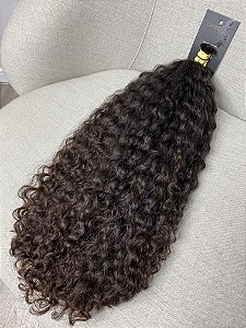 Cabelo Brasileiro Cacheado Castanho Escuro 65cm 172g
