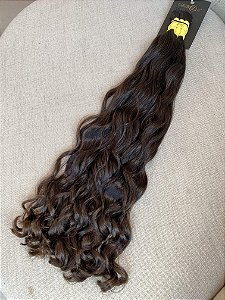 Cabelo Brasileiro Ondulado Castanho Claro 55cm 160g
